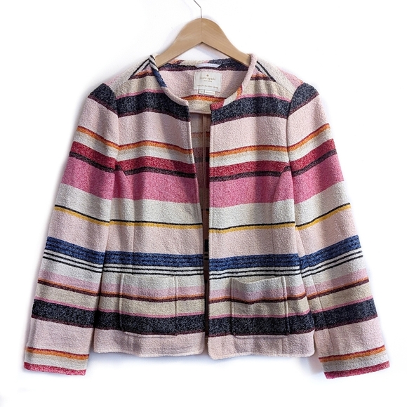 Kate Spade Women's Pink Berber Stripe Jacket Blazer - Picture 4 of 8